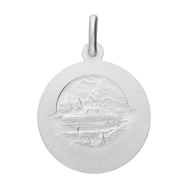 Silver 24mm St Christopher Pendant with Automobile Design