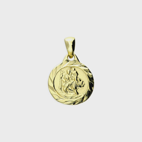 Gold-Plated Diamond-Cut Mini St Christopher Pendant Necklace