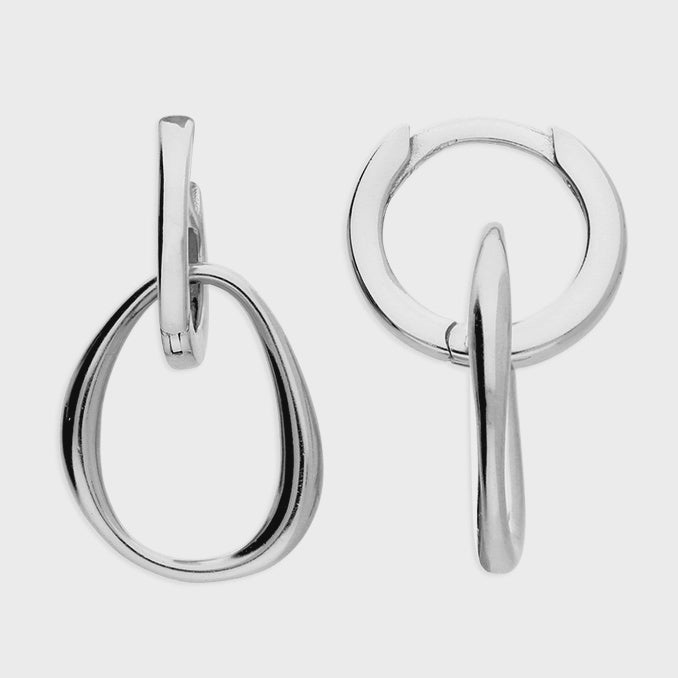 Sterling Silver Organic Charm Huggie Earrings