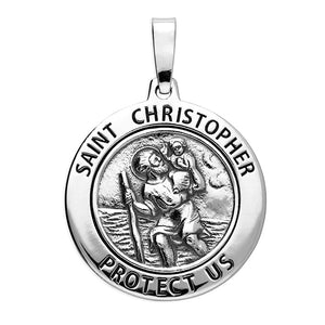 Silver Round St Christopher Pendant & chain