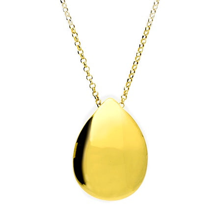 Yellow Gold Plain Teardrop Necklace