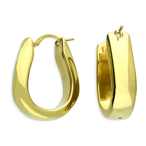 Gold Chunky Oval Hollow Hoop Earrings