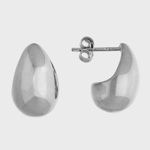 Silver Polished Curl Stud Earrings