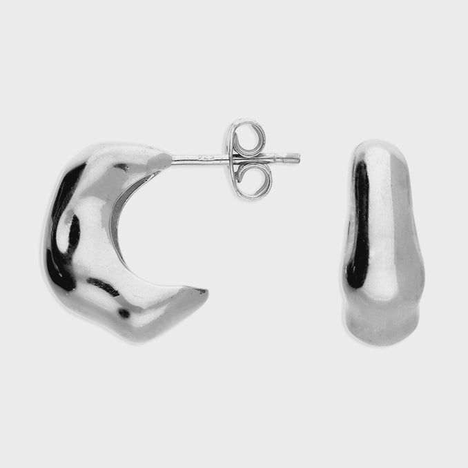 Silver Textured Curl Stud Earrings