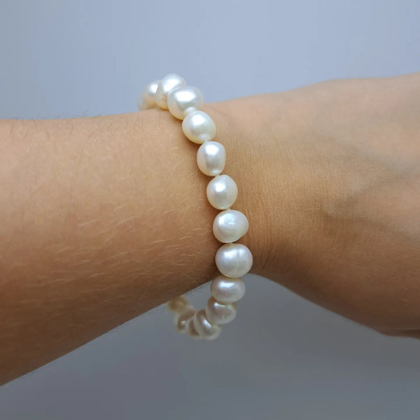 Sterling Silver White Pearl Bracelet