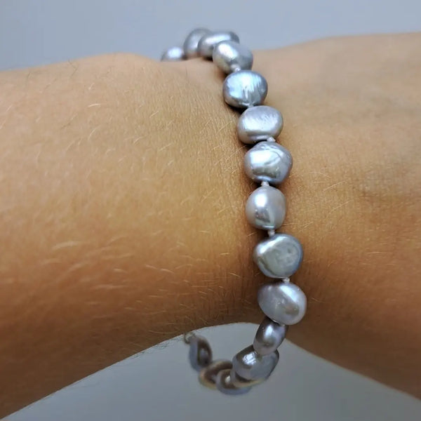 Sterling Silver Grey Pearl Bracelet