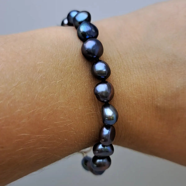 Sterling Silver Black Pearl Bracelet