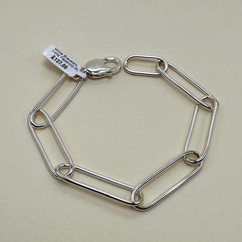 Silver Long Paperclip Link Bracelet