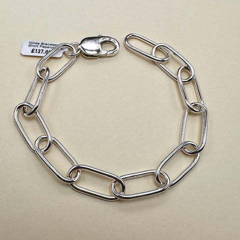 Silver Short Paperclip Link Bracelet