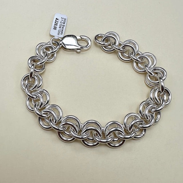 Silver 2-1-2 Cable Link Bracelet (10mm)