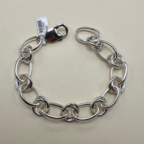 Silver Light Oval & Rings Link Bracelet