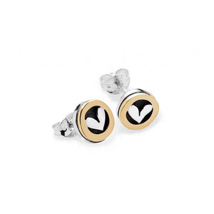 Silver Meadow Stud earrings, Silver Heart gold surround