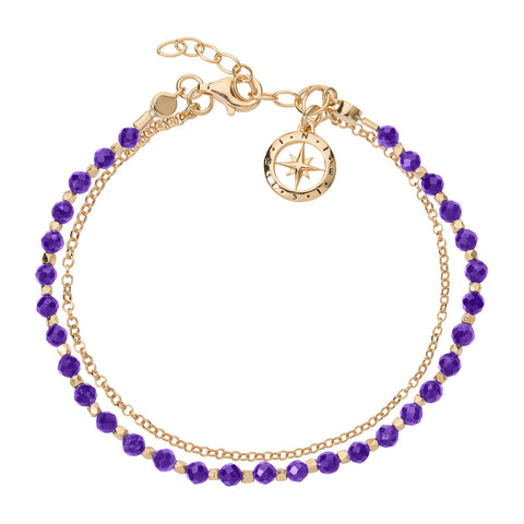 Gold Plated Friendship Bracelet with Amethyst