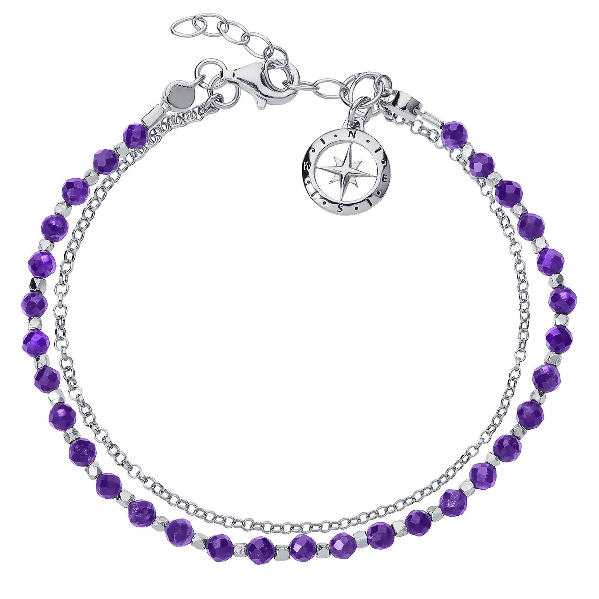 Silver Friendship Bracelet with Amethyst