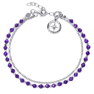 Silver Friendship Bracelet with Amethyst