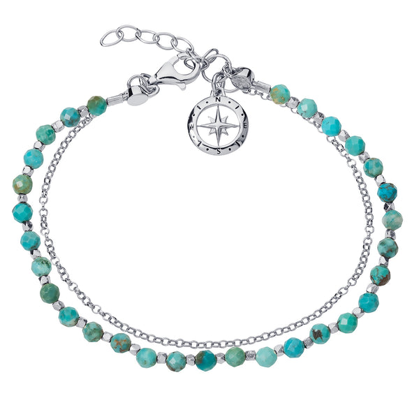 Silver Friendship Bracelet with Turquoise