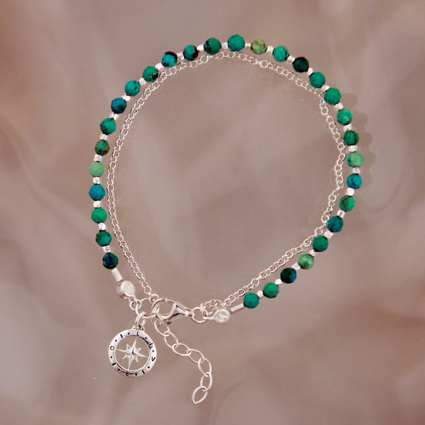 Silver Friendship Bracelet with Turquoise