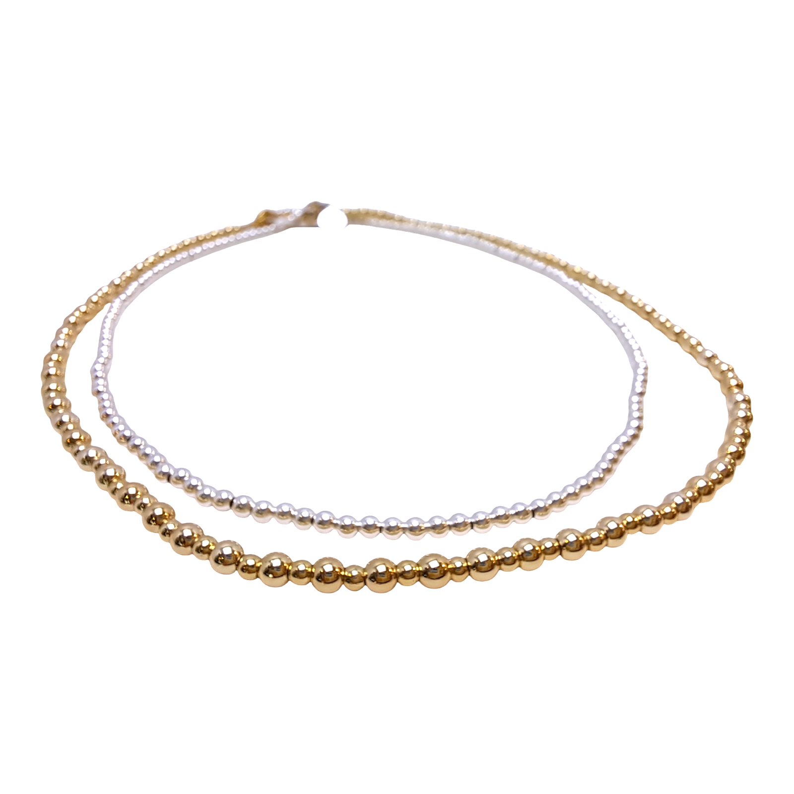 Gold and Silver Double Beaded Necklace