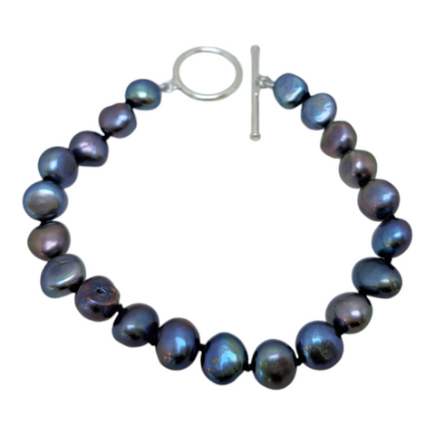 Sterling Silver Black Pearl Bracelet