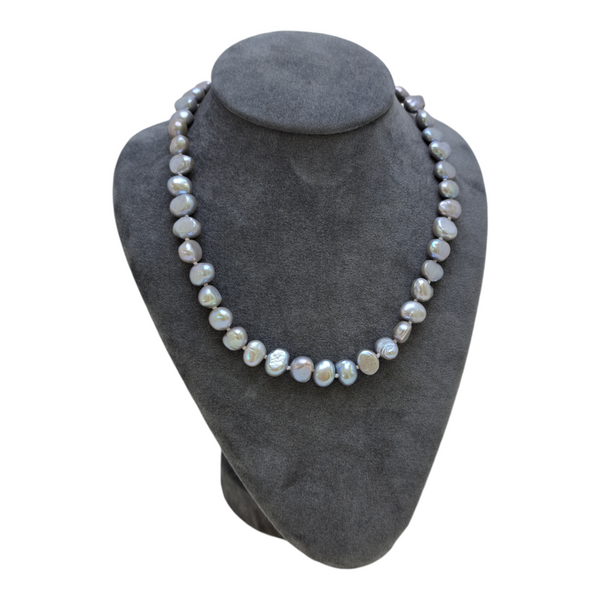 Sterling Silver Grey Pearl Necklace