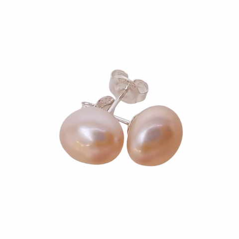 Sterling Silver Pink Pearl Stud Earrings