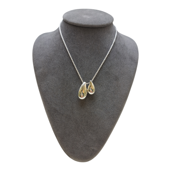 Sterling Silver Double Pendant Teardrop Necklace