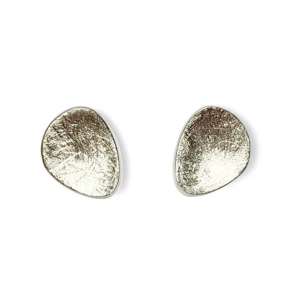 Tezer Brushed Domed Organic Studs Earrings