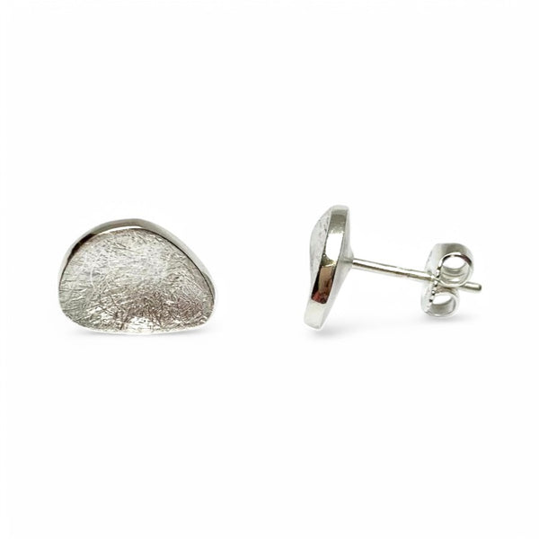 Tezer Brushed Domed Organic Studs Earrings