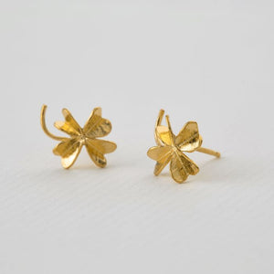 Gold Lucky Clover Stud Earrings