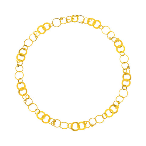 Tezer Gold Geometric Brushed and Polished Circles Necklace