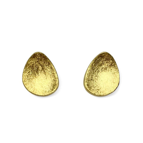 Tezer Brushed Domed Organic Studs Earrings