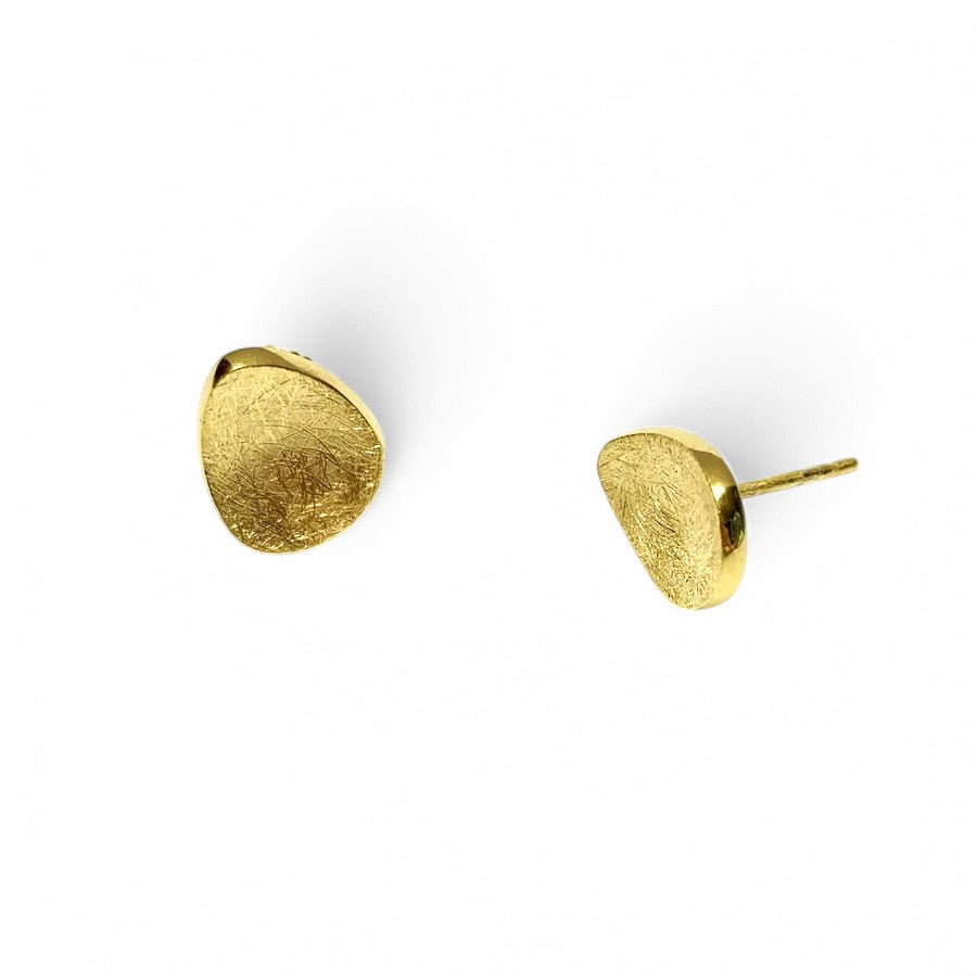 Tezer Brushed Domed Organic Studs Earrings