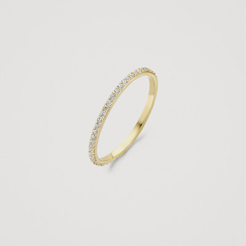 Blush AP 14ct Yellow Gold Pavé Zirconia 1.3mm Stacking Ring