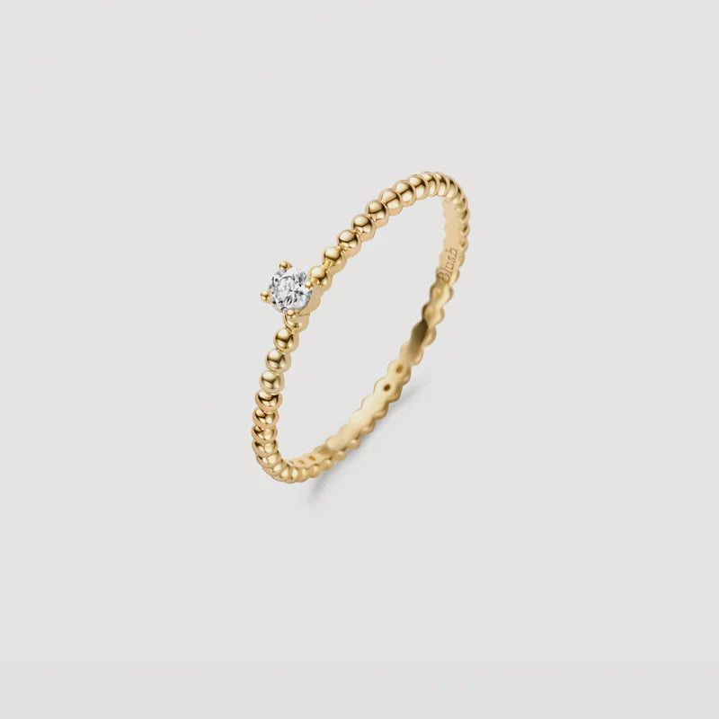 Blush AP 14ct Gold Spheres & 2.5mm Zirconia Stacking Ring