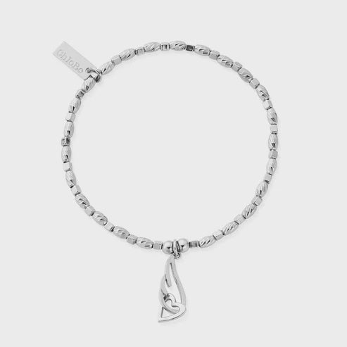 ChloBo Silver Soul Glow  Interlocking Heart and Angel Wing Bracelet