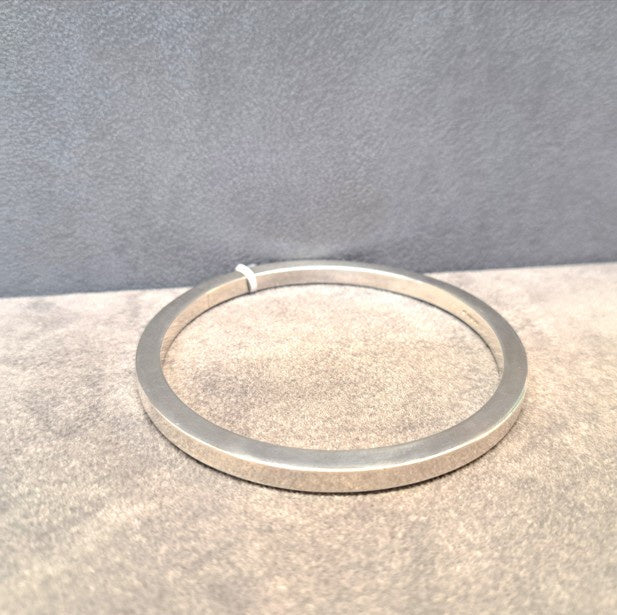 Silver Round Chunky Bangle - 4mm Heavy Square Wire