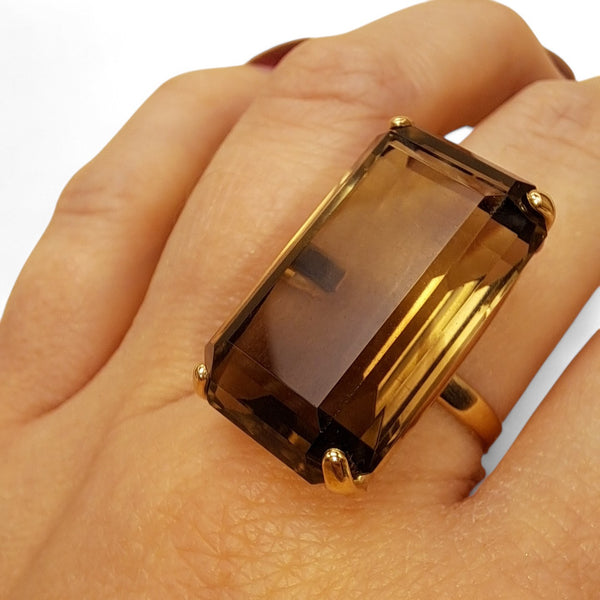 9ct Yellow Gold Smokey Quartz Cocktail Ring