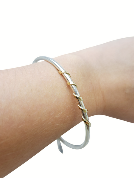 Silver & 9ct Gold Twist Bangle