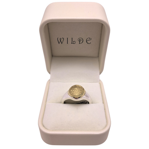 9ct Textured Gold Top Signet Ring