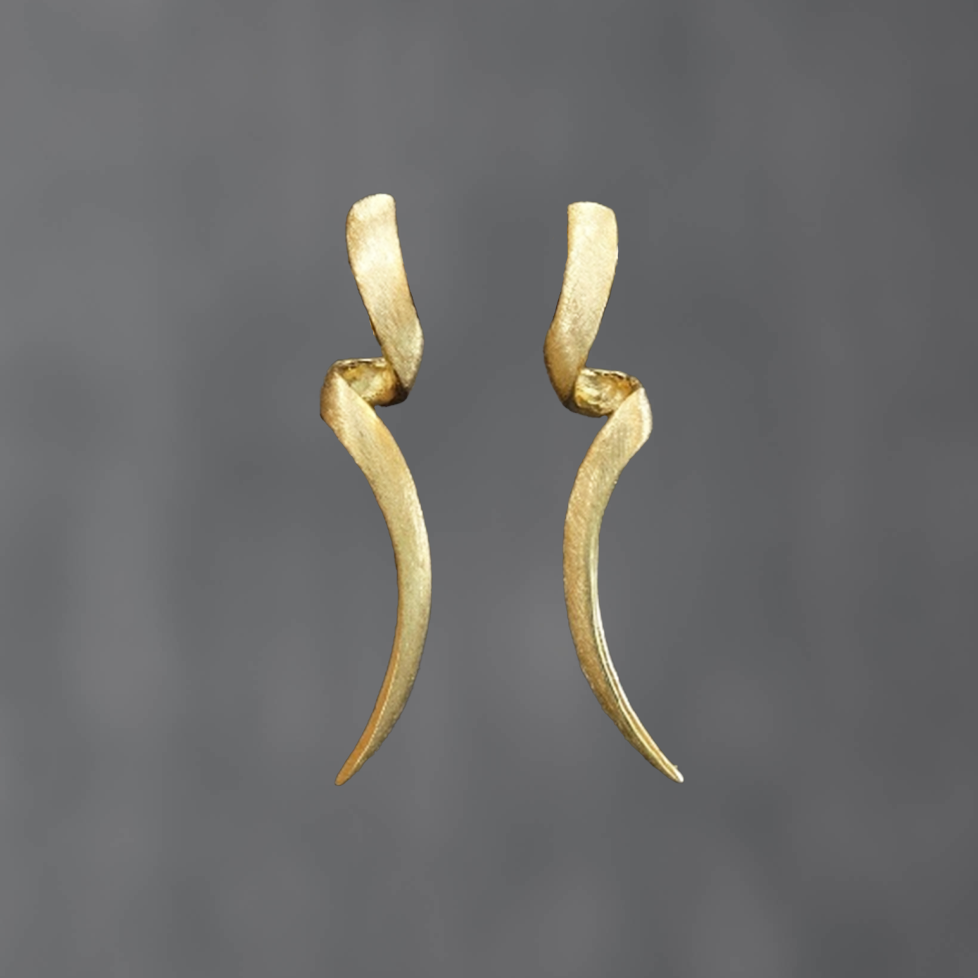 Gold Brushed Swirl Stud Earrings