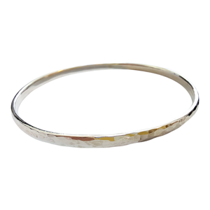 Silver Light Oval -Wire, Oval Hammered Bangle