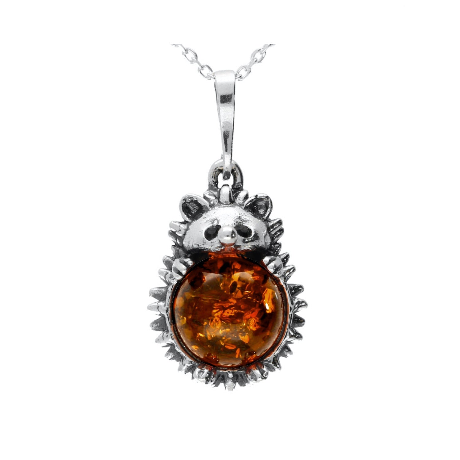 Silver & Amber Hedgehog Necklace