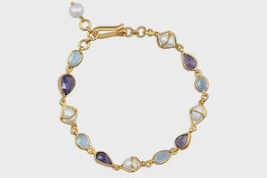 Gold Anna Blue Topaz, Pearl & Iolite Bracelet