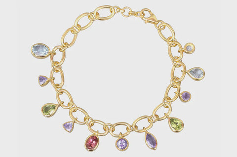 Gold Ava Chain & Gemstone Charm Bracelet