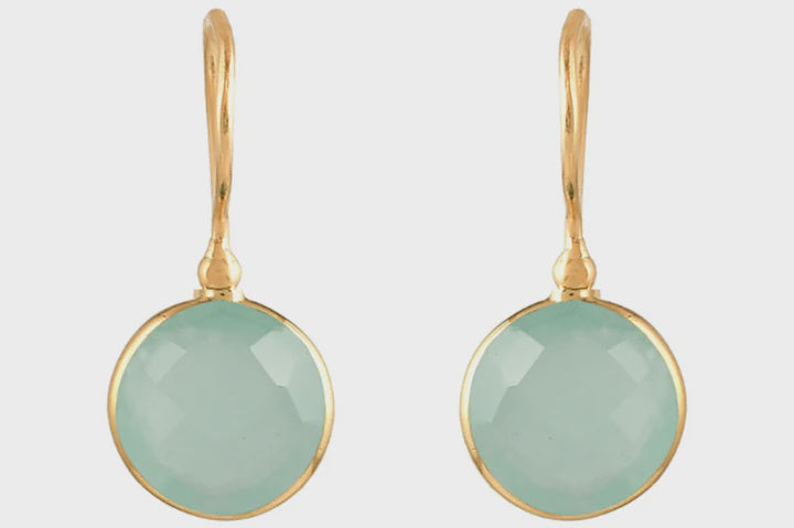 Gold Lollipop Chalcedony Drop Earrings