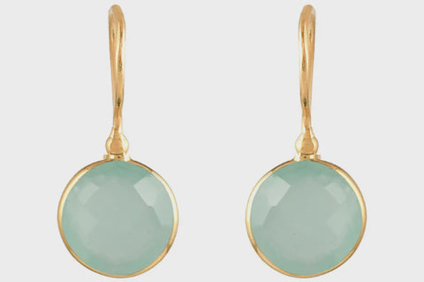 Gold Lollipop Chalcedony Drop Earrings