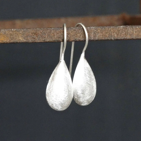 Silver Brushed Teardrop earrings