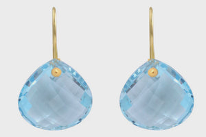 Gold Elisa Blue Topaz Pear Shape Earrings