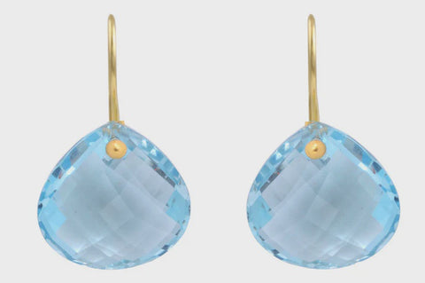 Gold Elisa Blue Topaz Pear Shape Earrings