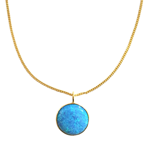 Gold Round Opalite Necklace